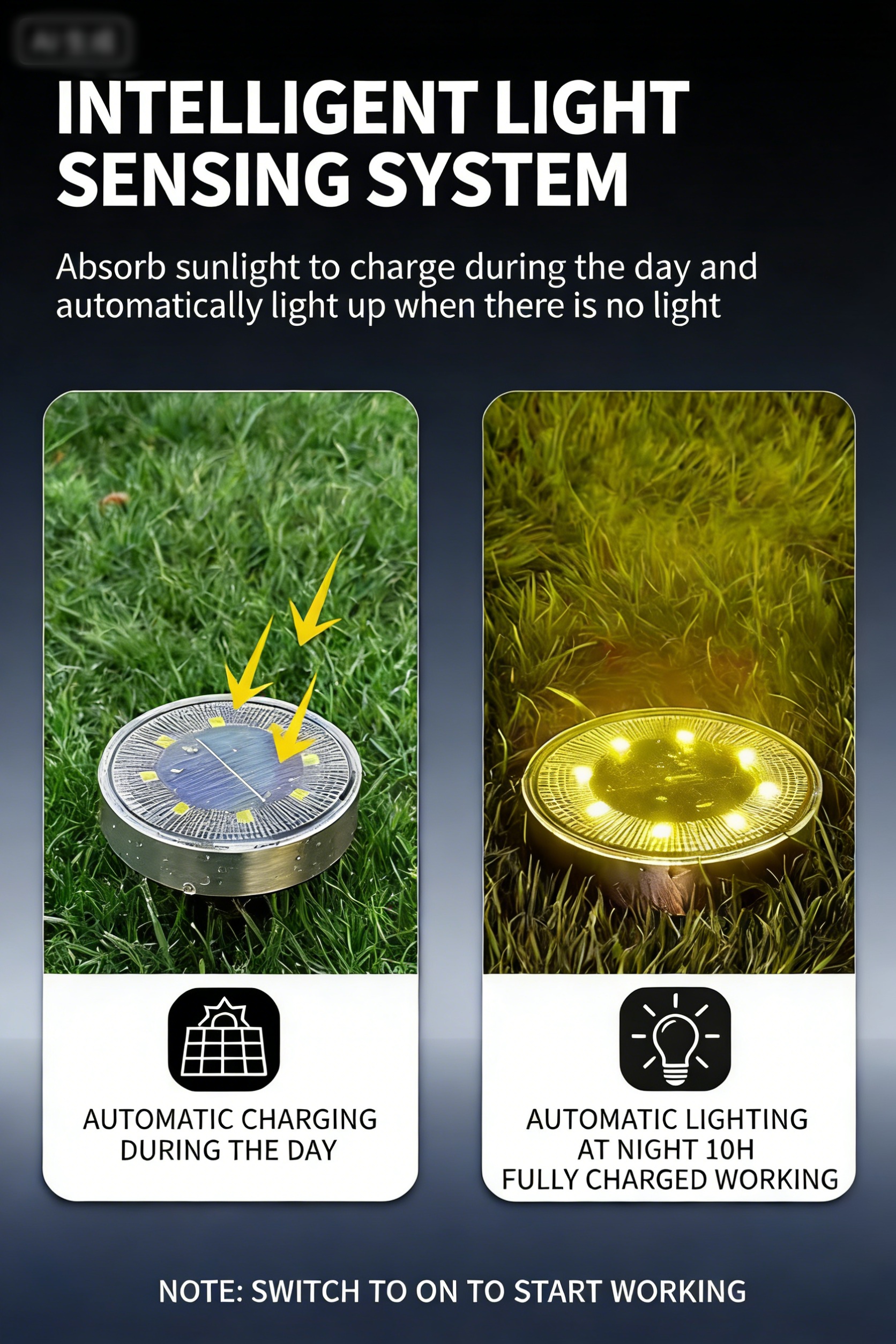 Solar-powered outdoor waterproof step lights for gardens, fields, and lawns; solar-powered in-ground lights; solar-powered courtyard lights. - Image 7