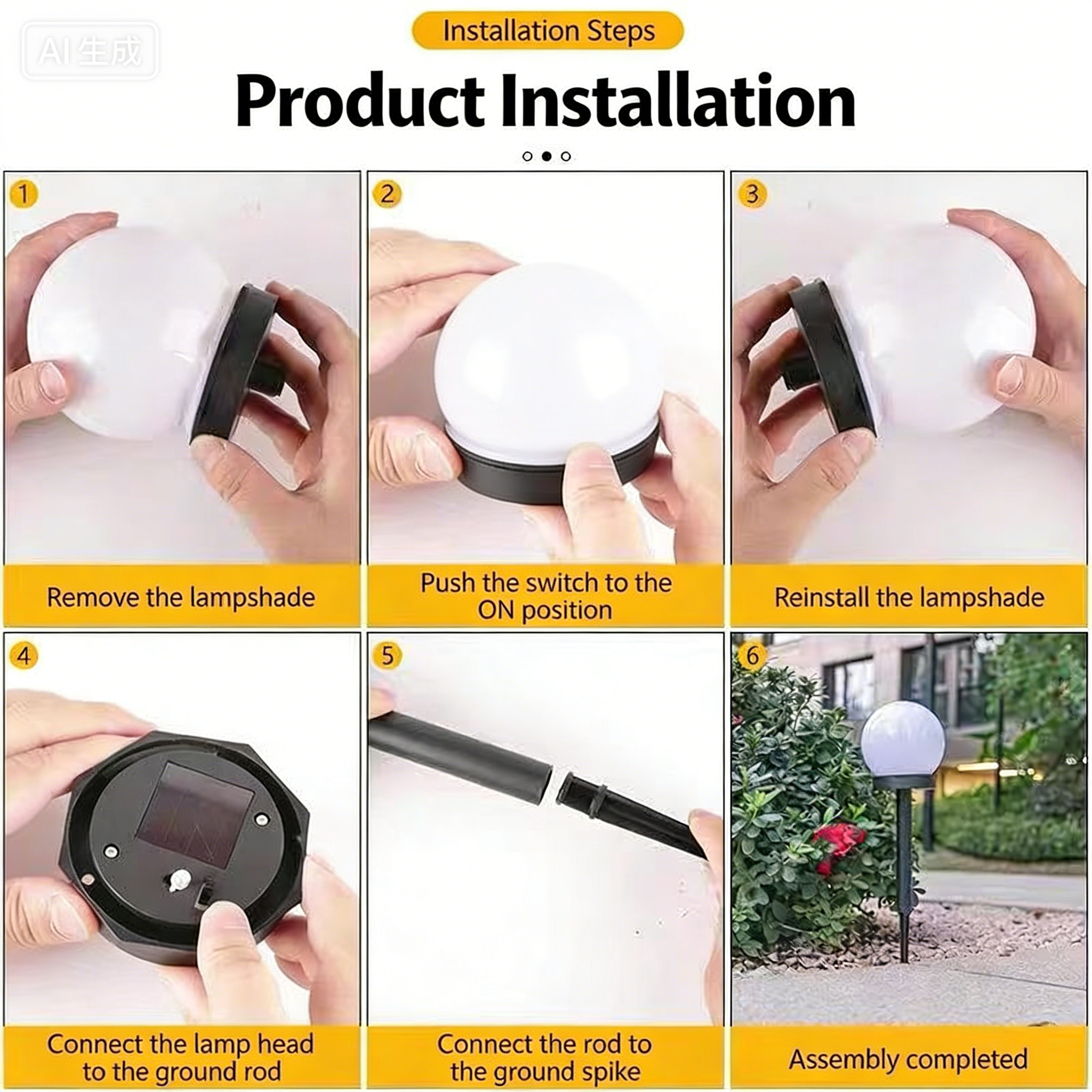 Solar-powered outdoor bulb lawn light, waterproof lighting for villa courtyards, floor socket light, home decoration ambient light. - Image 6