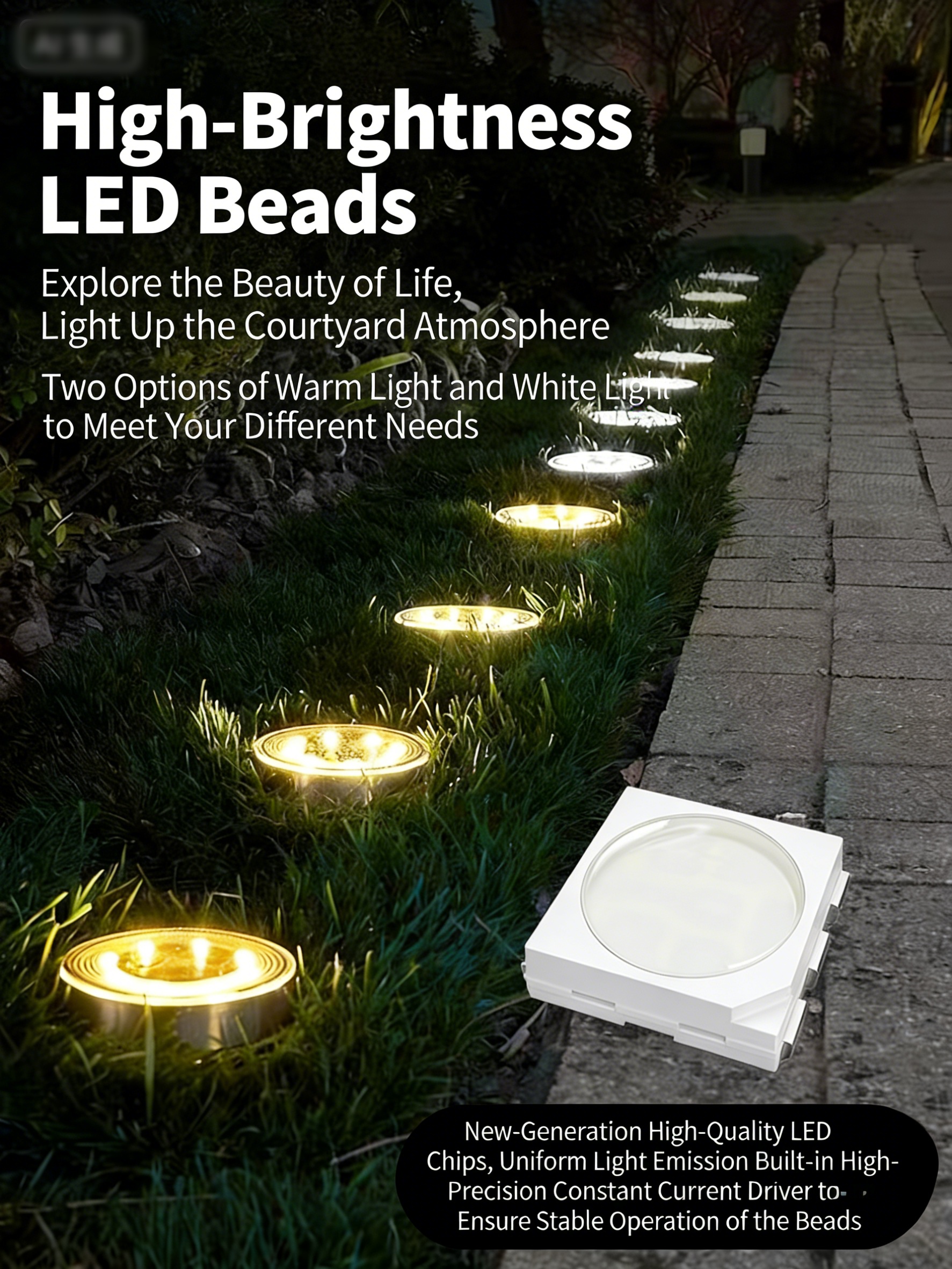 Solar-powered outdoor waterproof step lights for gardens, fields, and lawns; solar-powered in-ground lights; solar-powered courtyard lights. - Image 4